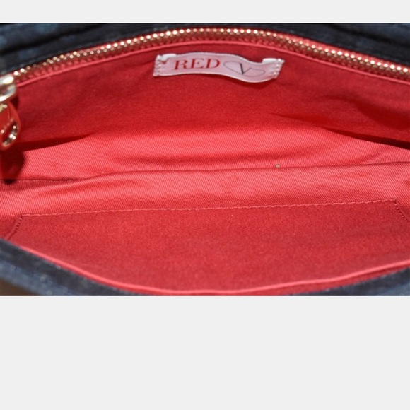 RED Valentino Denim Polka Dot Clutch with Chain - Picture 6 of 8